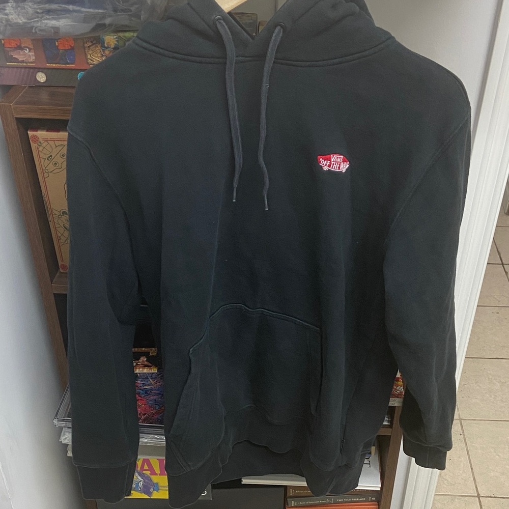 Vans “Off The Wall” Black Pullover Hoodie with Small Red Logo